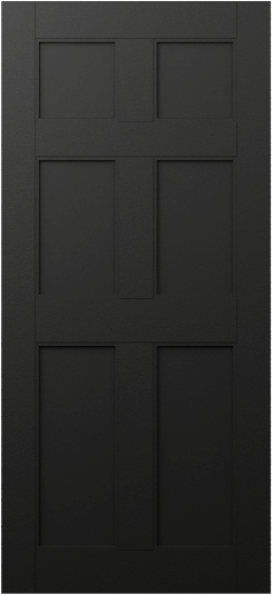 Duco entry door in black with a pressed paneled design