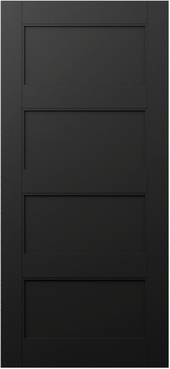 Duco entry door in black with a pressed paneled design