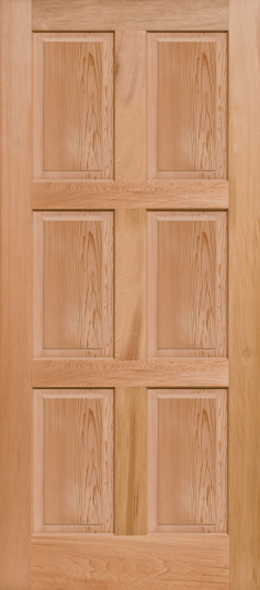 Duco entry door in wood with a pressed paneled design